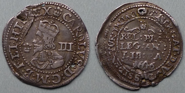 Charles I Bridgnorth-on-Severn late declaration 1646 threepence Charles I Bridgnorth-on-Severn late declaration 1646 threepence
